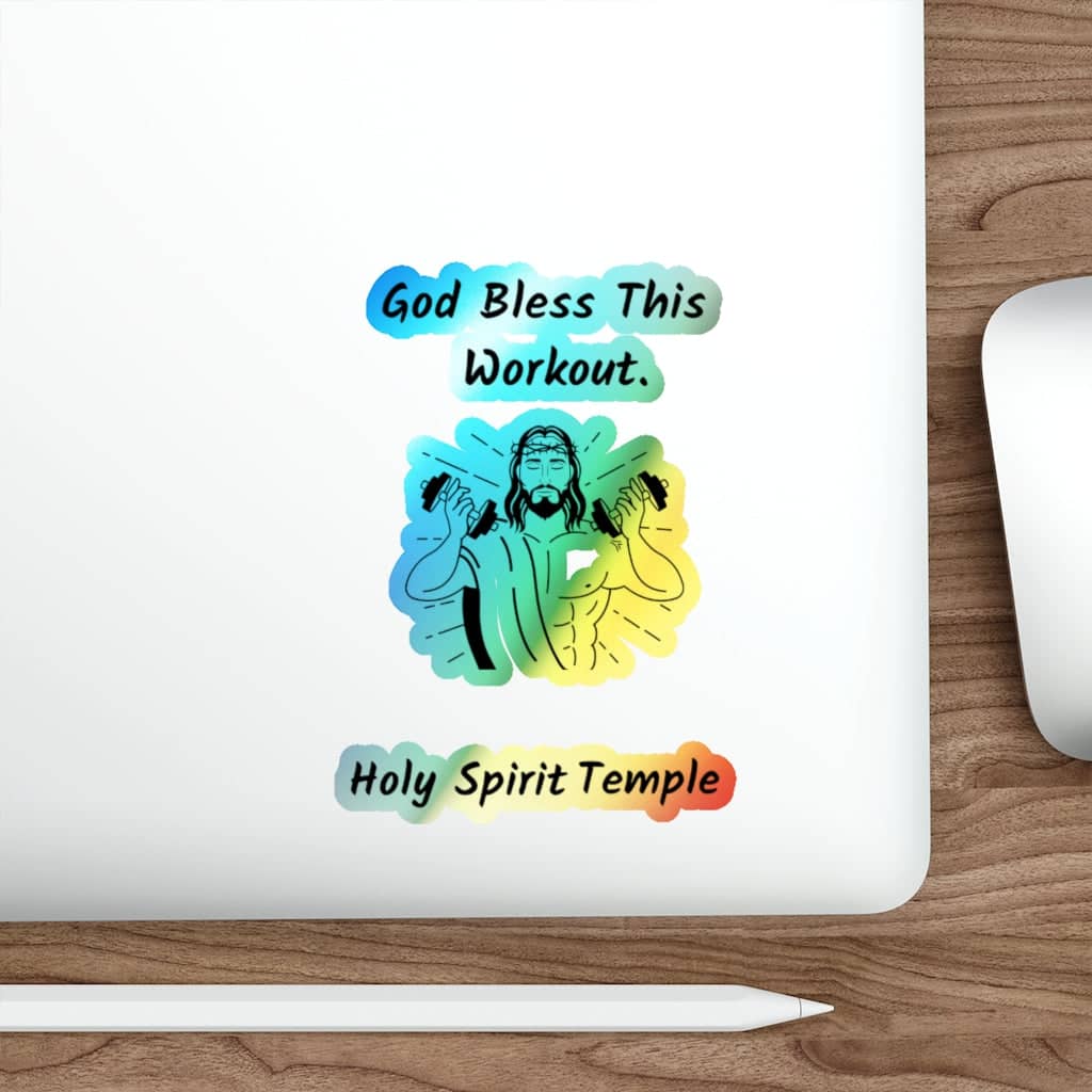 Holographic Die-cut Stickers &quot;God Bless This Workout&quot;