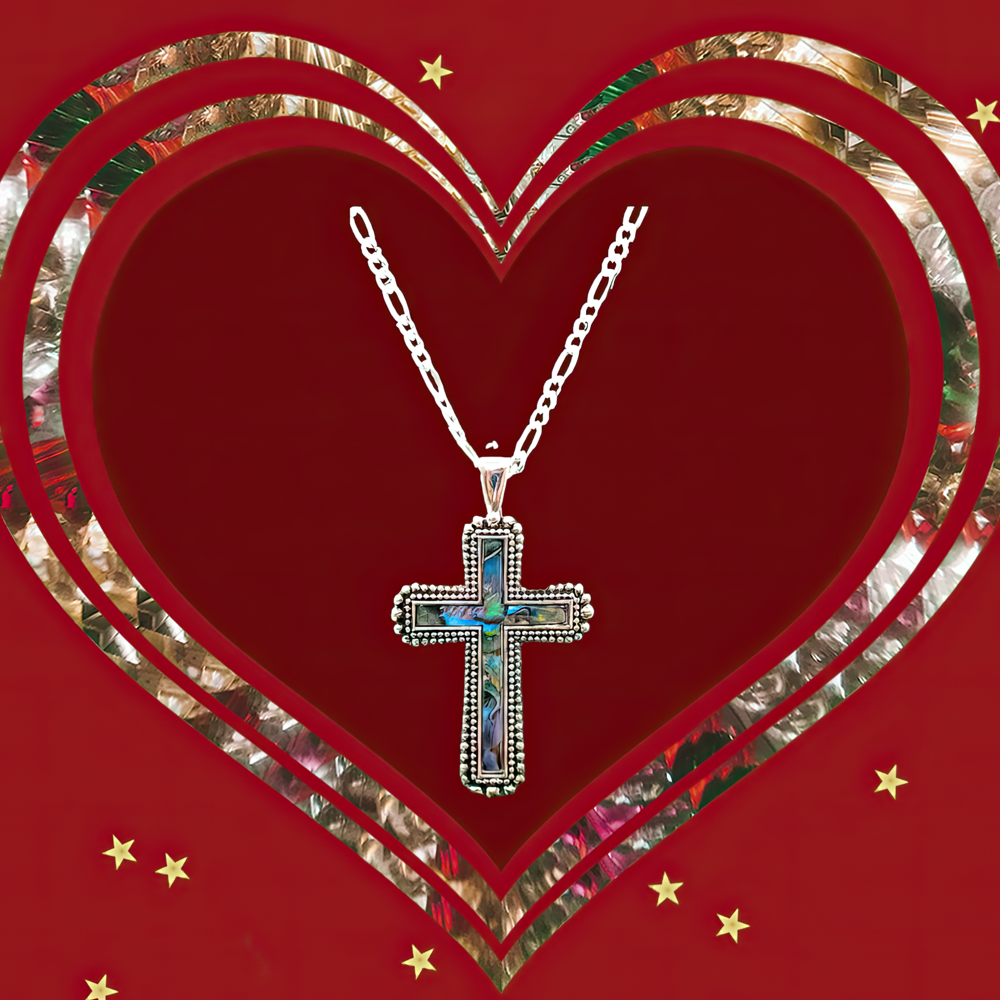 Abalone Stone Cross Necklace
