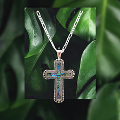 Abalone Stone Cross Necklace