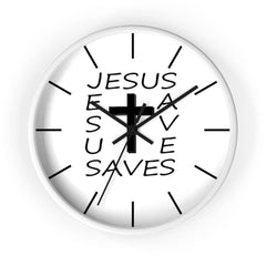 Wall Clock "Jesus Saves" in Black or White Frame (3350461382756)
