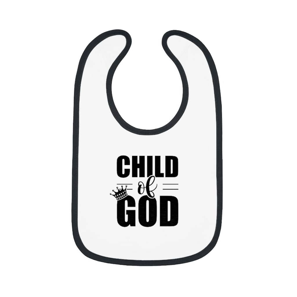 Contrast Trim Jersey Baby Bib &quot;Child of God&quot;