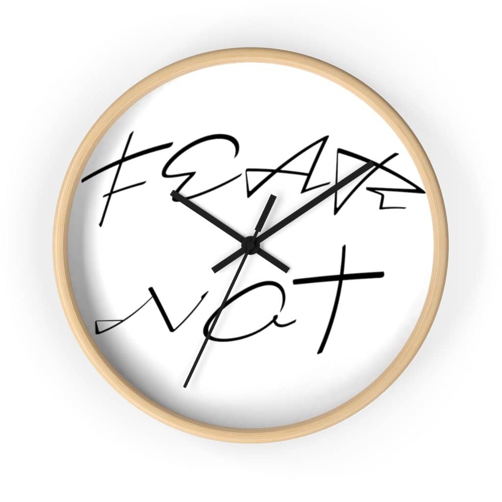 Wall clock "Fear Not" in 2 Frame Colors and 2 Hand Colors (4394316628062)