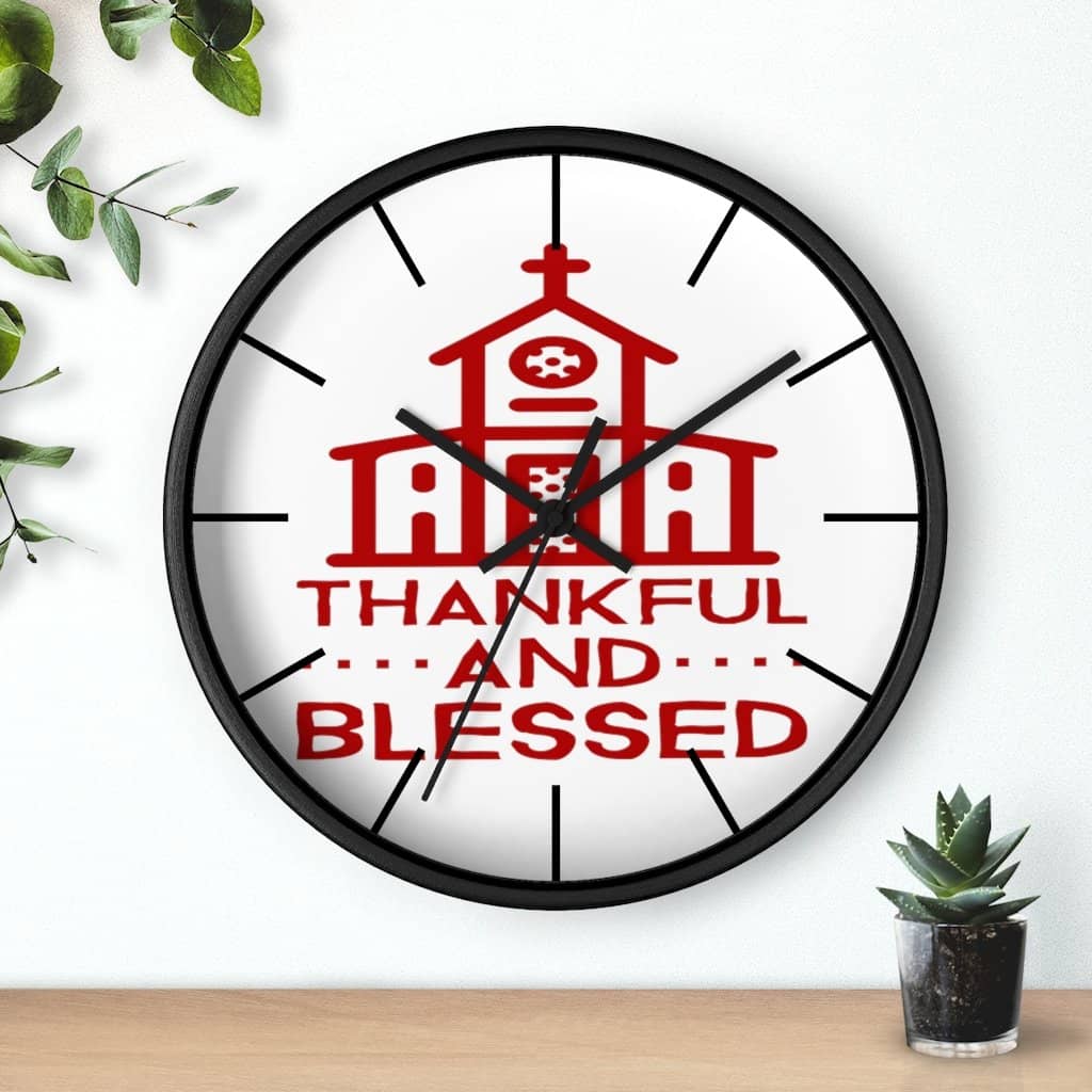 Wall Clock Thankful and Blessed (3083218026596)