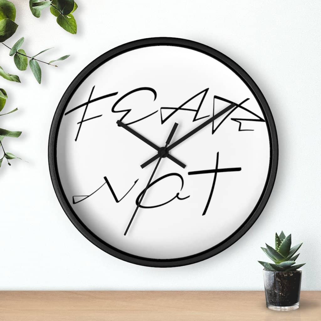 Wall clock "Fear Not" in 2 Frame Colors and 2 Hand Colors (4394316628062)