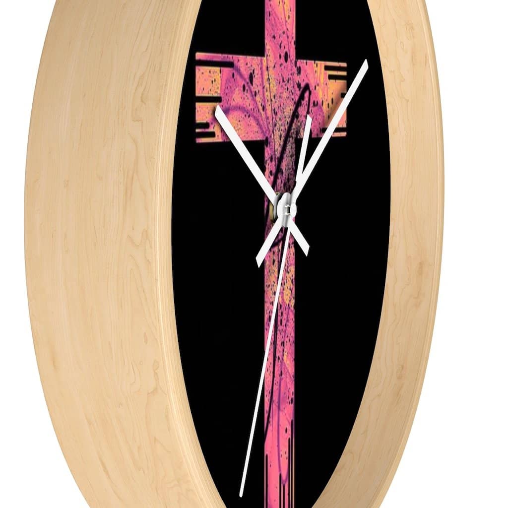 Wall Clock Pink Cross (3083275108452)