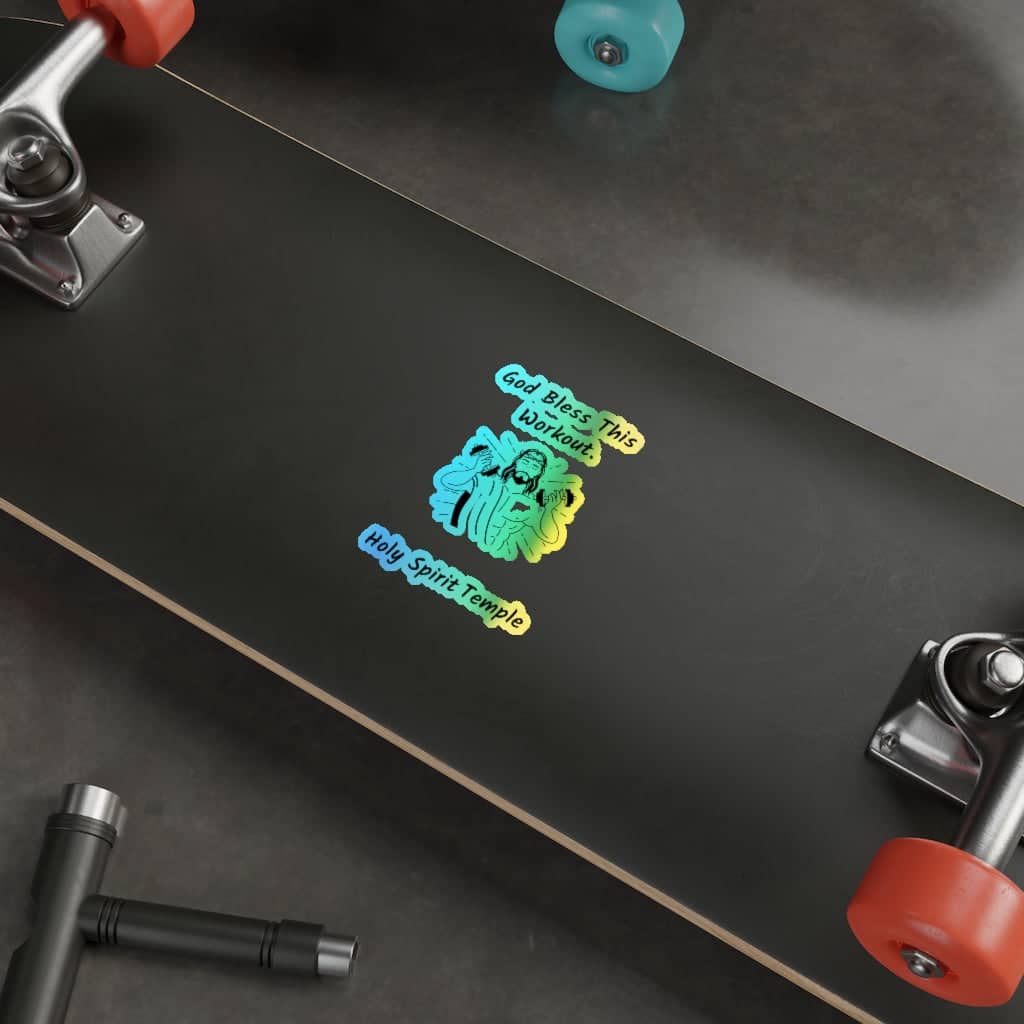 Holographic Die-cut Stickers &quot;God Bless This Workout&quot;