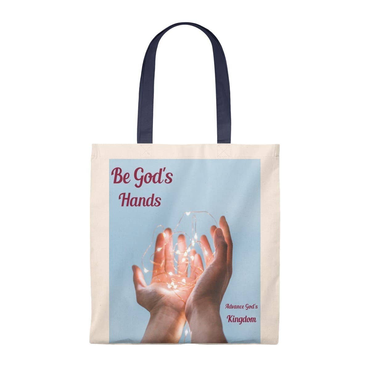 Tote Bag - Vintage Be Gods Hands Natural/Navy / Small Bags (3117241466980)