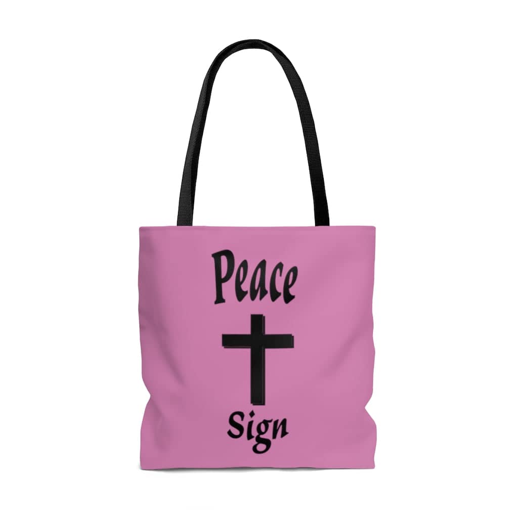 AOP Tote Bag &quot;Peace Sign&quot; in Pink in 3 Sizes