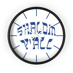 Wall Clock "Shalom Y'all" blue font