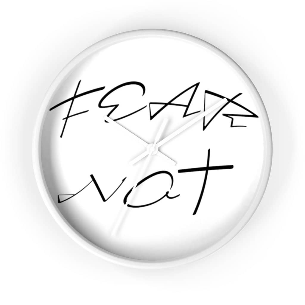 Wall clock "Fear Not" in 2 Frame Colors and 2 Hand Colors (4394316628062)