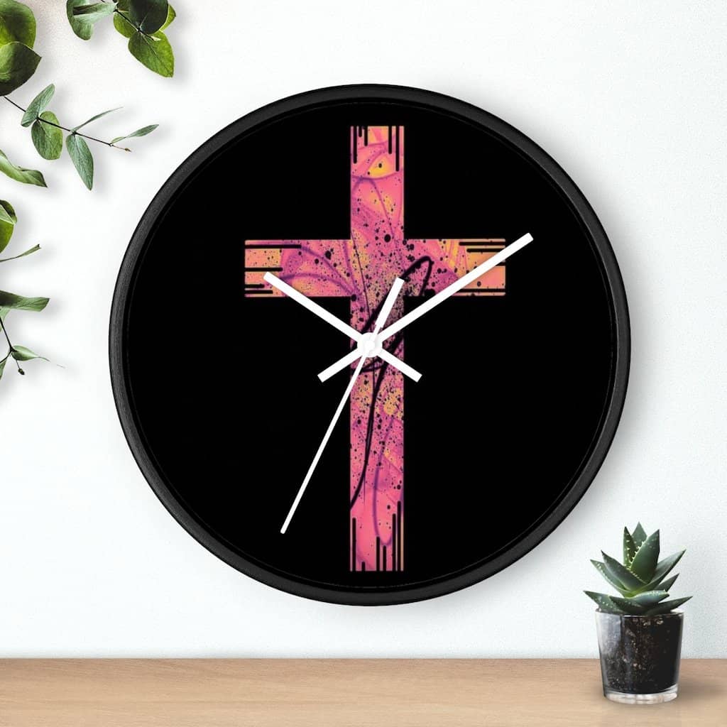 Wall Clock Pink Cross (3083275108452)