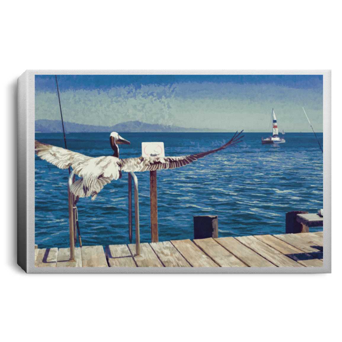Canvas Print "The Pelican and the Sailboat" CustomCat