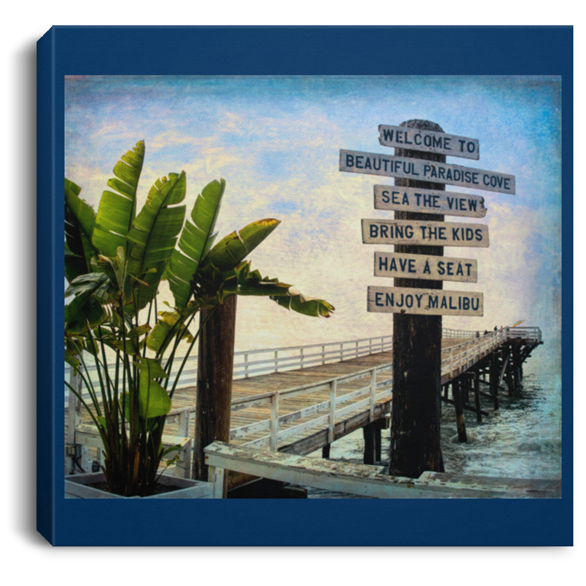 Canvas Print Beach Sign Square Royal / 8 x 8 Canvas Print (1917667410020)