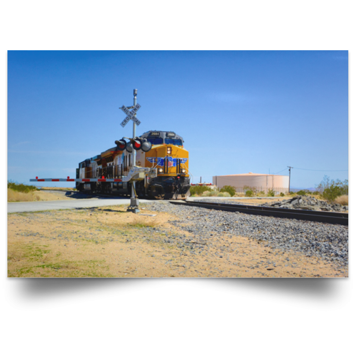 Satin Poster Railroad Crossing White / 18 x 12 Poster (3053894991972)