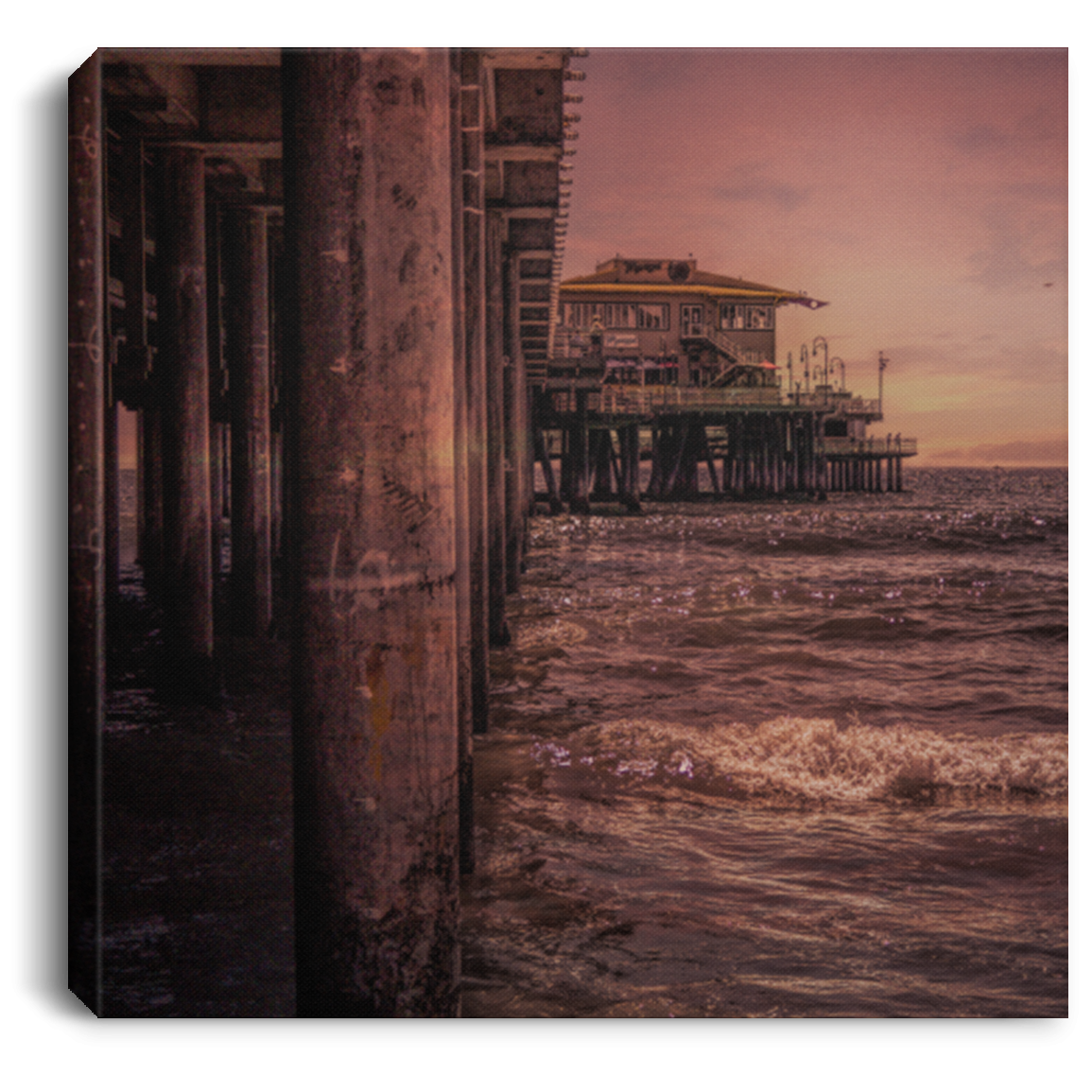 Canvas Print Square Beach Pier Scene White / 8 x 8 Canvas Print (1962917593188)