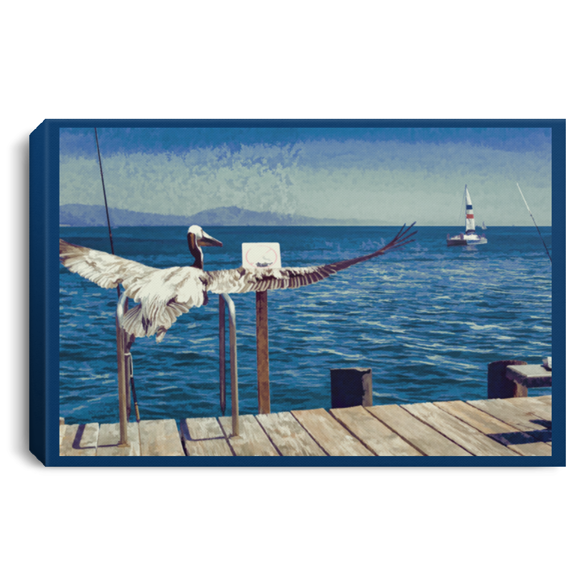 Canvas Print The Pelican and the Sailboat Canvas Print (1911063183460)