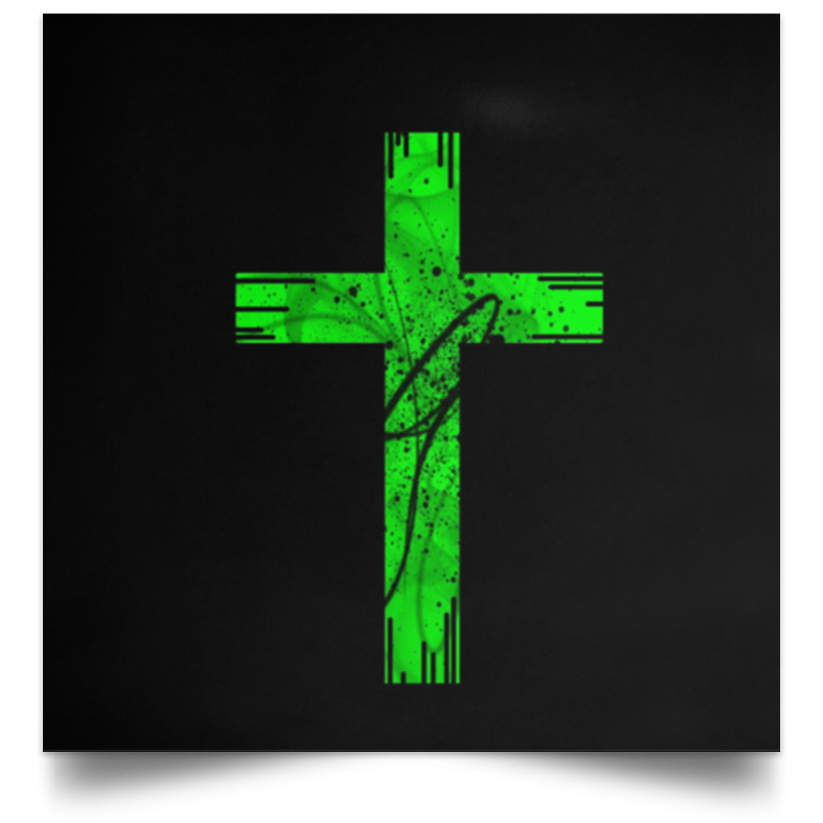 Satin Poster Green Cross White / 16 x 16 Poster (2151192100964)