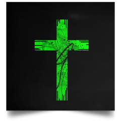 Satin Poster Green Cross White / 16 x 16 Poster (2151192100964)