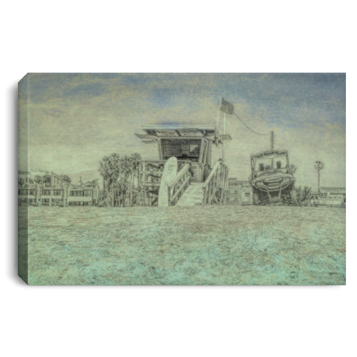 Canvas Print Lifeguard Tower (Blue theme) Canvas Print Lifeguard Tower (Blue theme) / White / 12 x 8 Canvas Print (2450409160804)