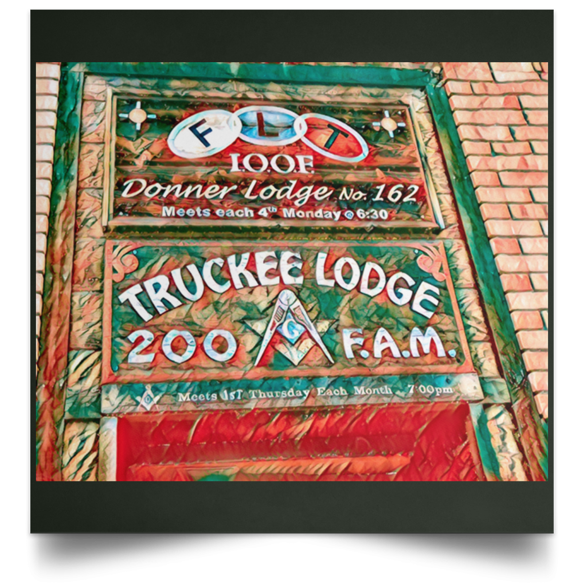 Satin Poster Square Truckee Lodge (Green theme) Forest / 16 x 16 Poster (2177344471140)
