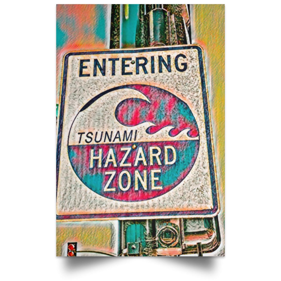 Satin Poster Tsunami Hazard Zone (Yellow theme) White / 12 x 18 Poster (2123052482660)