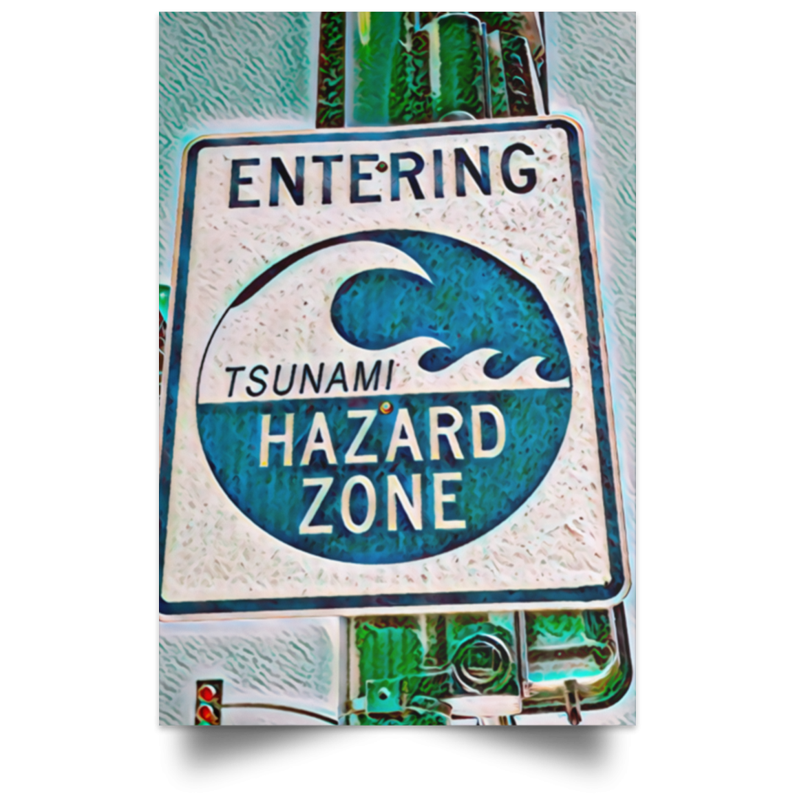 Satin Poster Tsunami Hazard Zone (Green Theme) White / 12 x 18 Poster (2123054514276)