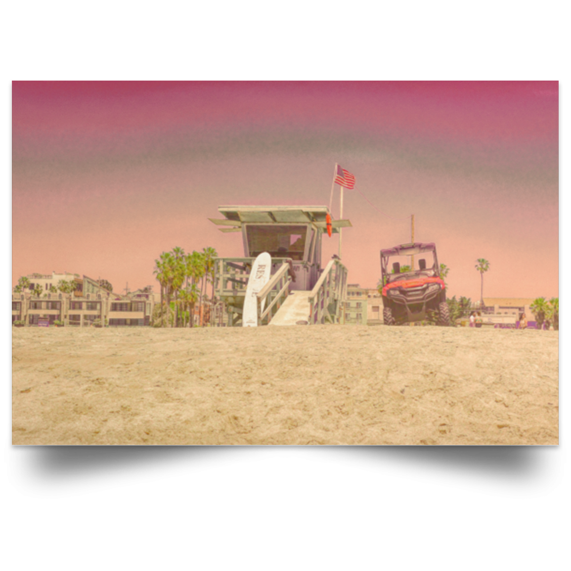 Satin Poster Lifeguard Tower (Pink theme) Satin Poster Lifeguard Tower (Pink theme) / White / 18 x 12 Poster (2450599673956)