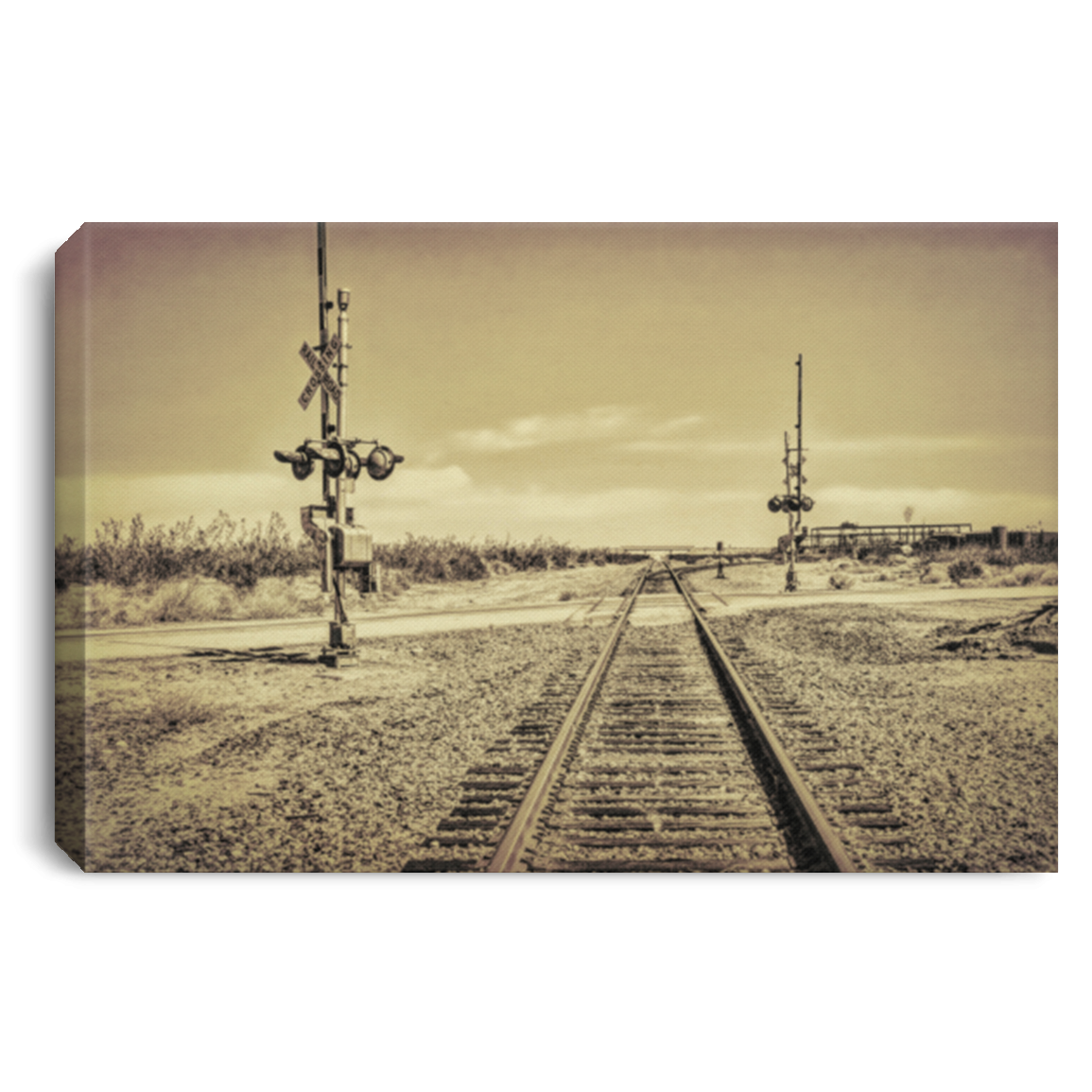 Canvas Print Desert Railway Crossing White / 12 x 8 Canvas Print (2808516247652)