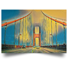 Satin Poster Digital Art Golden Gate Bridge (Yellow theme) White / 18 x 12 Poster (2103280402532)