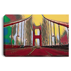 Canvas Print Digital Art Golden Gate Bridge (Red Theme) White / 12 x 8 Canvas Print (2103276208228)