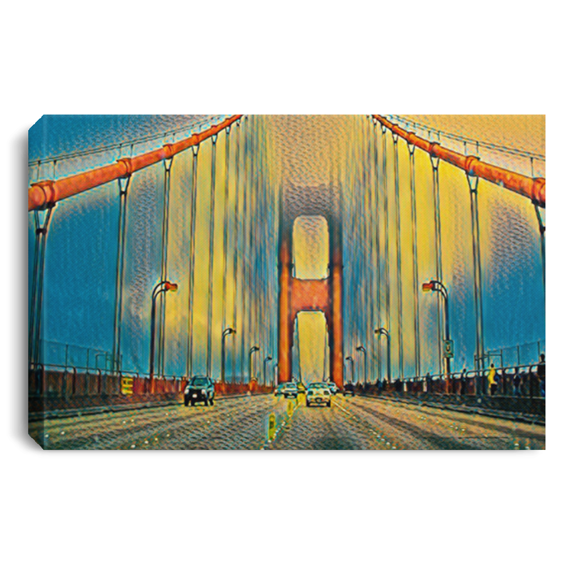 Canvas Print Digital Art Golden Gate Bridge (Yellow theme) White / 12 x 8 Canvas Print (2103277584484)