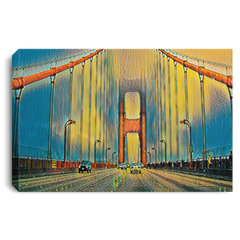Canvas Print Digital Art Golden Gate Bridge (Yellow theme) White / 12 x 8 Canvas Print (2103277584484)