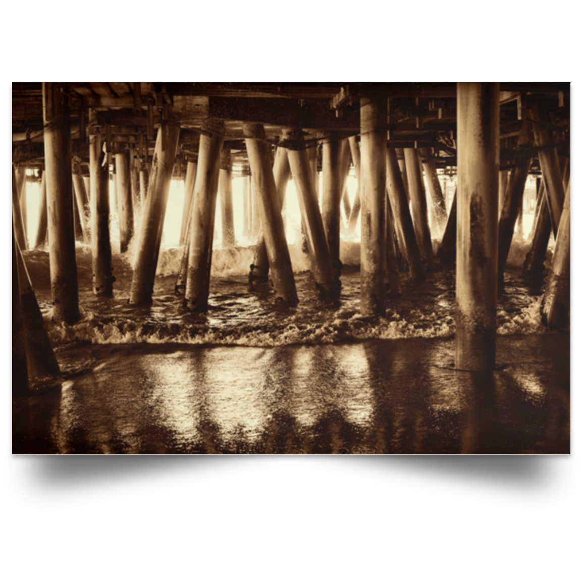 Satin Poster Under the Pier 2 (Sepia) White / 18 x 12 Poster (1963058888804)