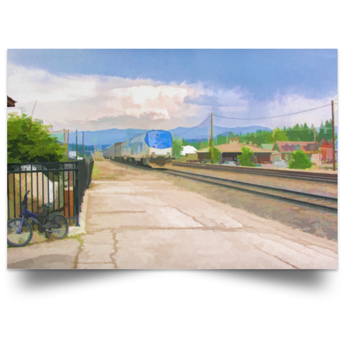 Satin Poster Train Station White / 18 x 12 Poster (2536980512868)
