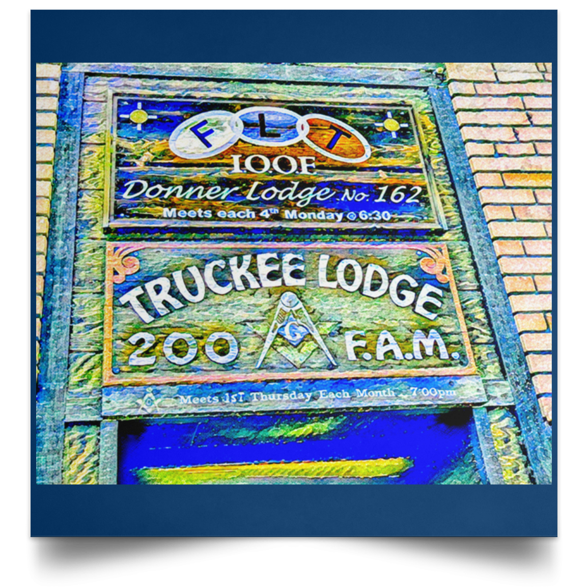 Satin Poster Square Truckee Lodge (Blue theme) Royal / 16 x 16 Poster (2177300922468)