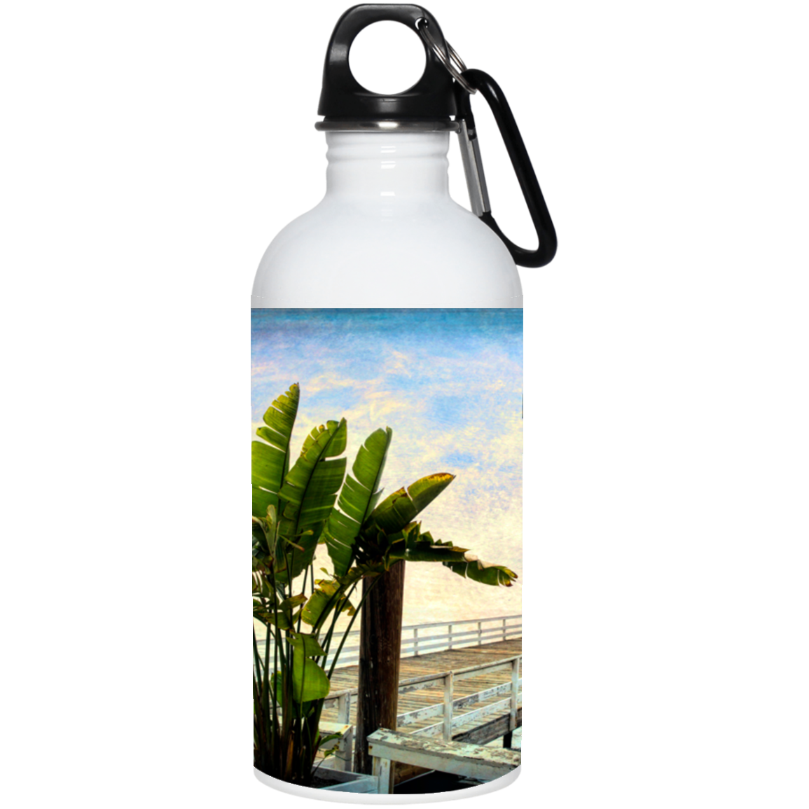 Stainless Steel Water Bottle 20oz Beach Sign White / One Size POD (1919494488164)