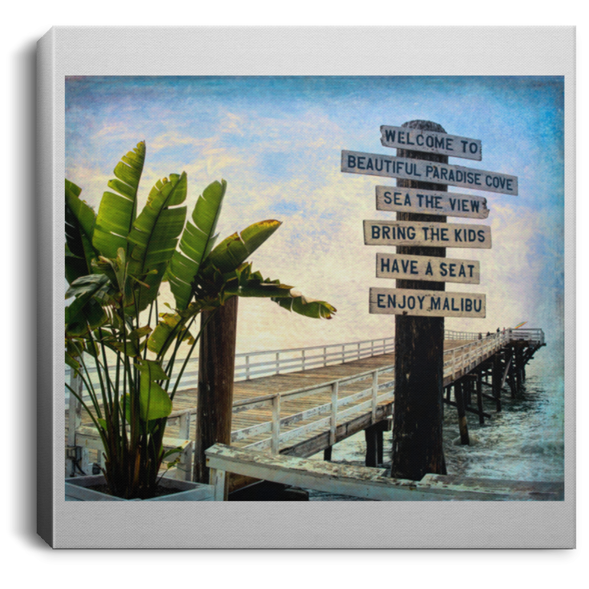 Canvas Print Beach Sign Square Canvas Print (1917667410020)