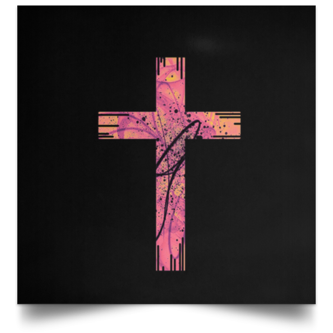 Satin Poster Pink Cross White / 16 x 16 Poster (2151191019620)