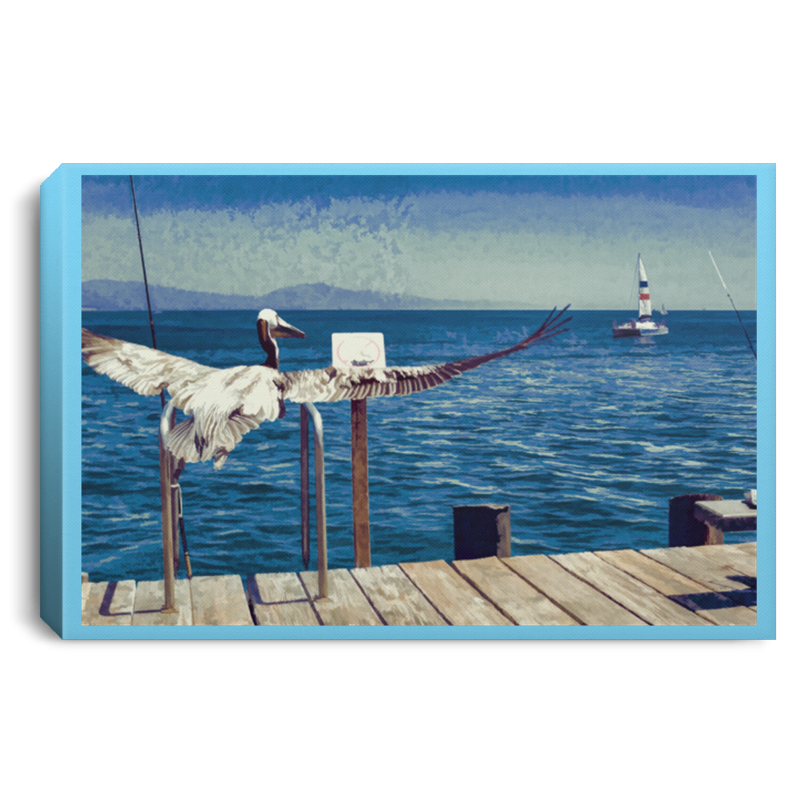 Canvas Print The Pelican and the Sailboat Canvas Print (1911063183460)