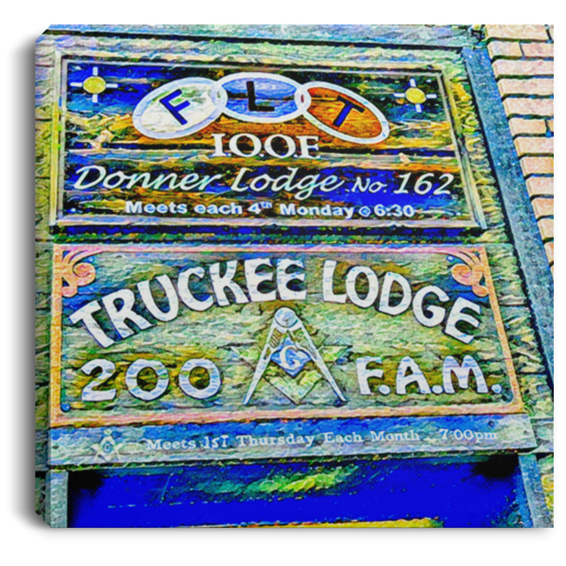 Canvas Print Truckee Lodge (Blue Theme) White / 8 x 8 Canvas Print (2177222672484)