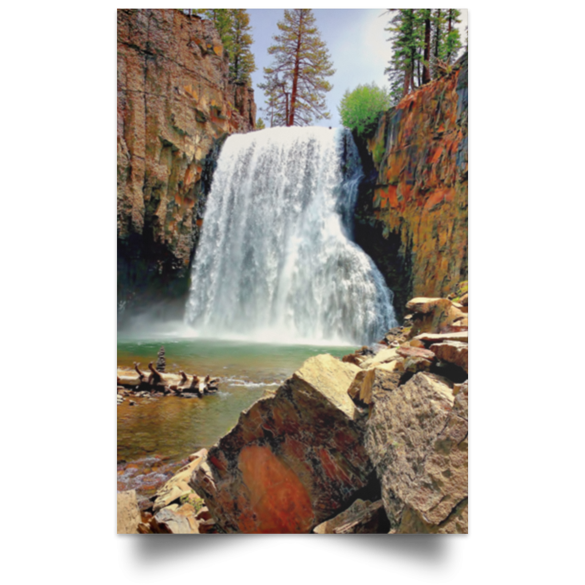 Satin Poster Portrait Rainbow Falls 17 White / 12 x 18 Poster (1958043385956)