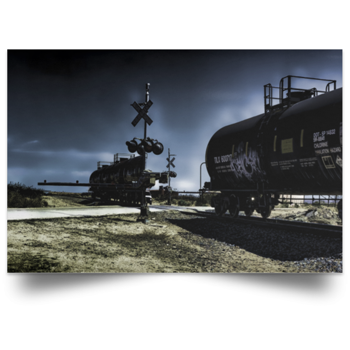 Satin Poster Ghost Train at Night White / 18 x 12 Poster (1979898855524)