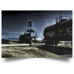 Satin Poster Ghost Train at Night White / 18 x 12 Poster (1979898855524)