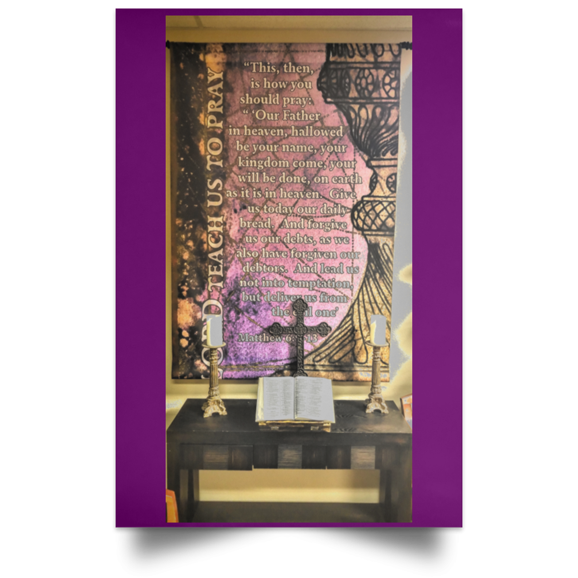 Satin Poster The Lords Prayer Purple / 12 x 18 Poster (2150909509732)