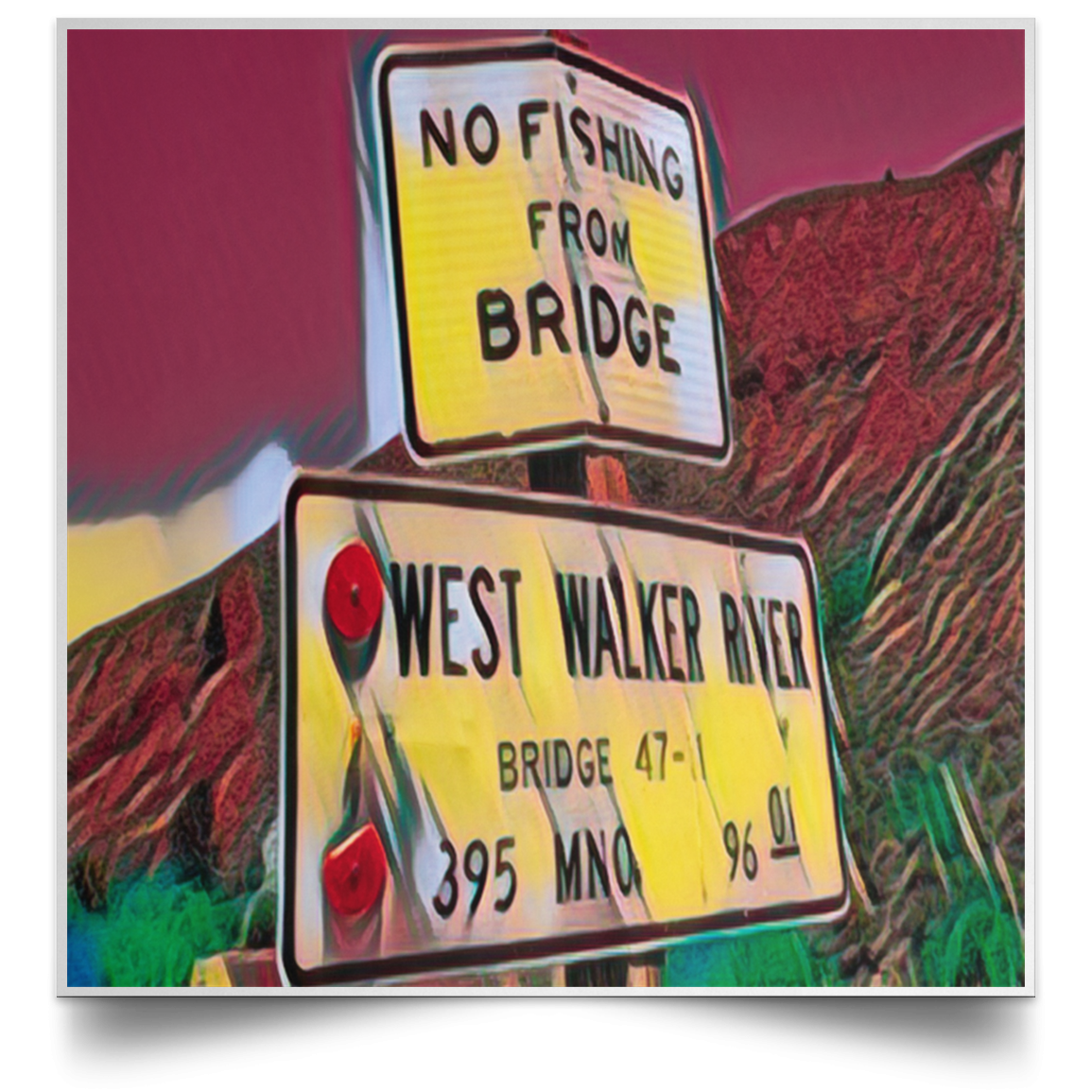 Satin Poster No Fishing! (Red Theme) Satin Poster No Fishing! (Red theme) / White / 16 x 16 Poster (2137128566884)