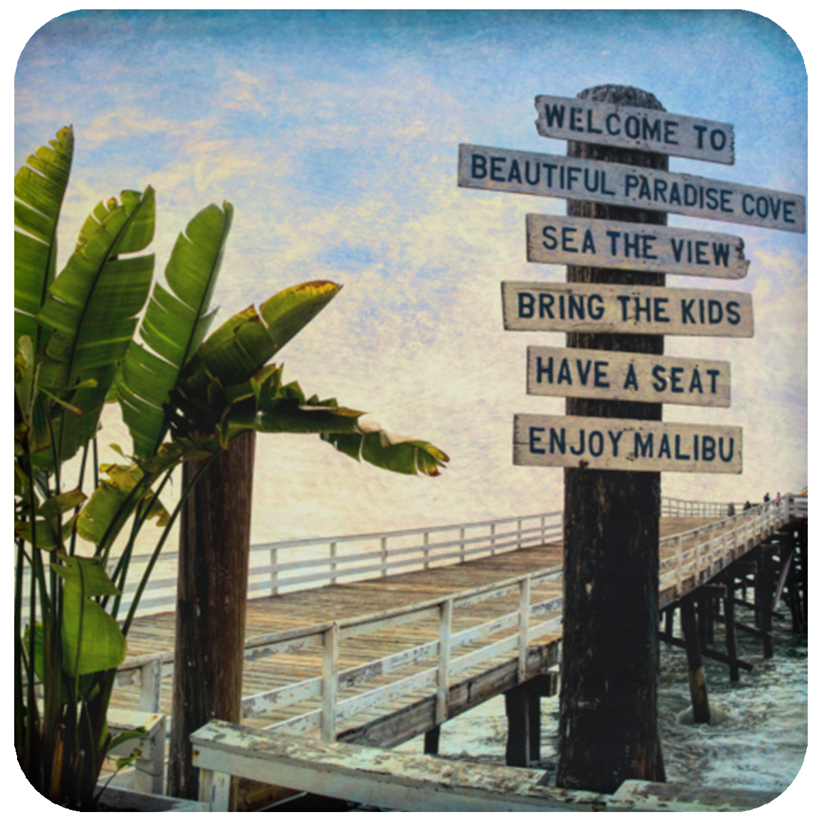 Coaster Beach Sign White / One Size POD (1919425871972)