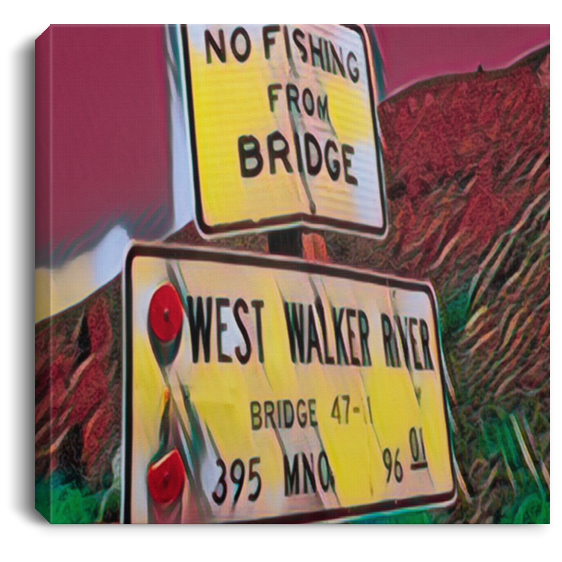 Canvas Print No Fishing (Red theme) White / 8 x 8 Canvas Print (1922567077988)