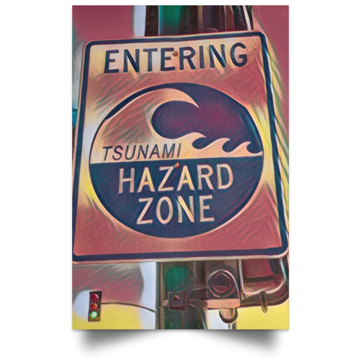 Satin Poster Tsunami Hazard Zone (red theme) White / 12 x 18 Poster (1948012970084)