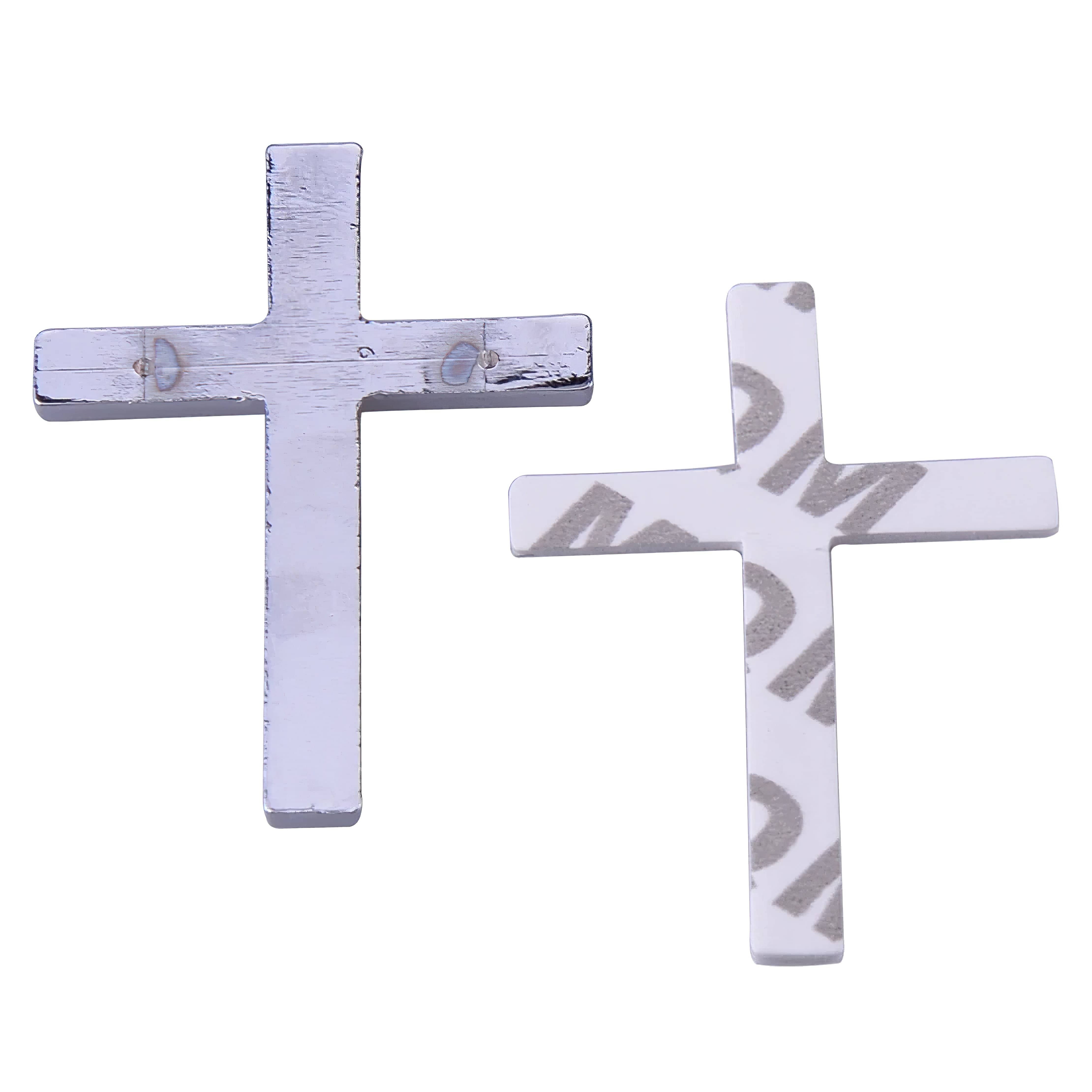 3D Silver Metal Cross 2 1/4" Sticker Decal for any Vehicle with Free Shipping in USA (4402421596254)