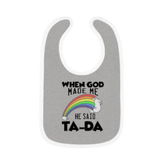 Contrast Trim Jersey Baby Bib "Ta-Da"